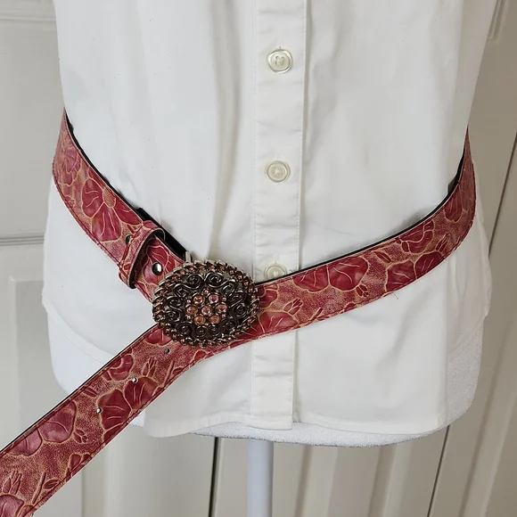 Accessories | Vintage Floral Belt Pink Beige | Poshmark display picture 3